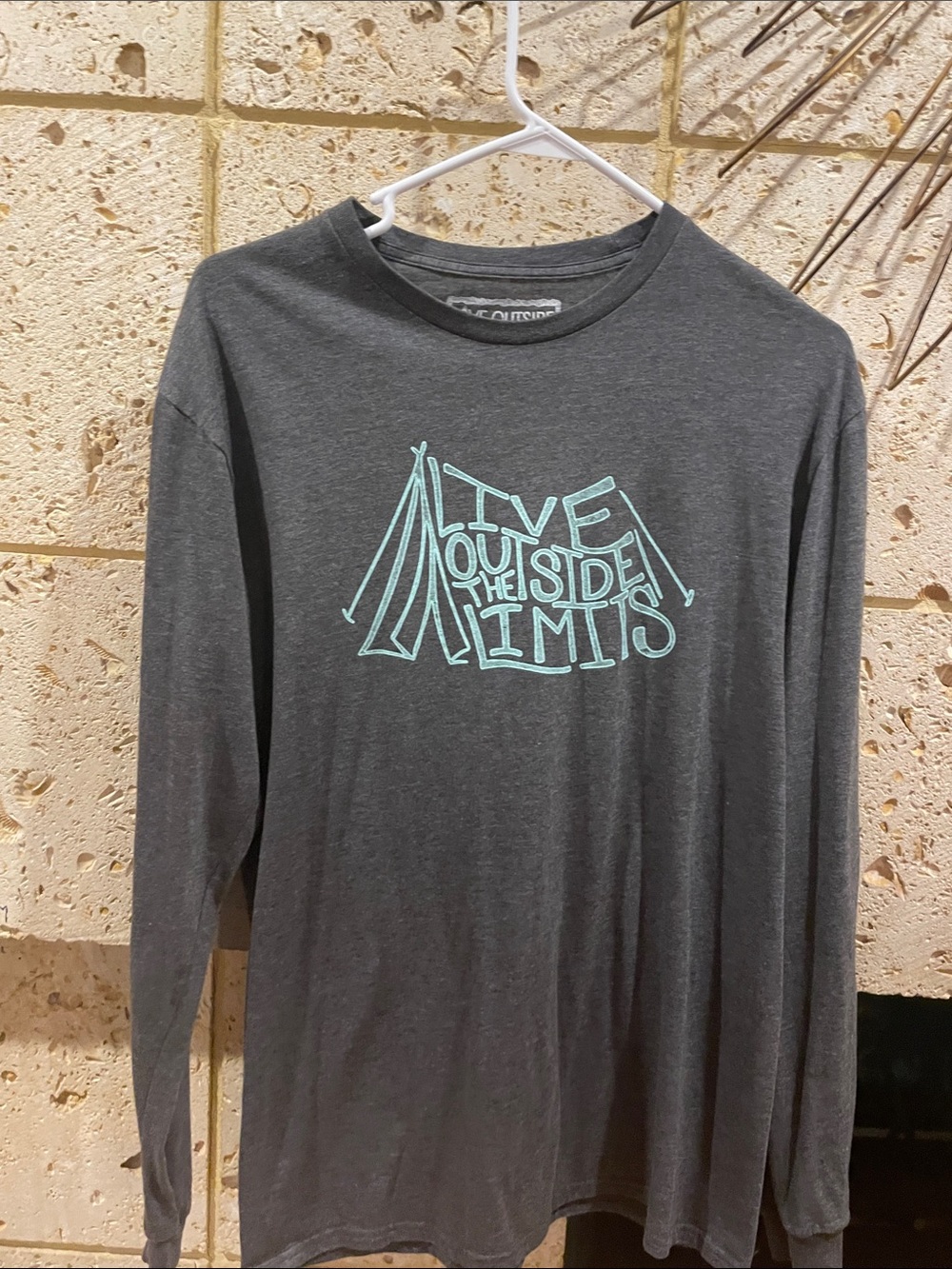 Gray Long Sleeve Tee with Mint Graphic - Live Outside the Limits